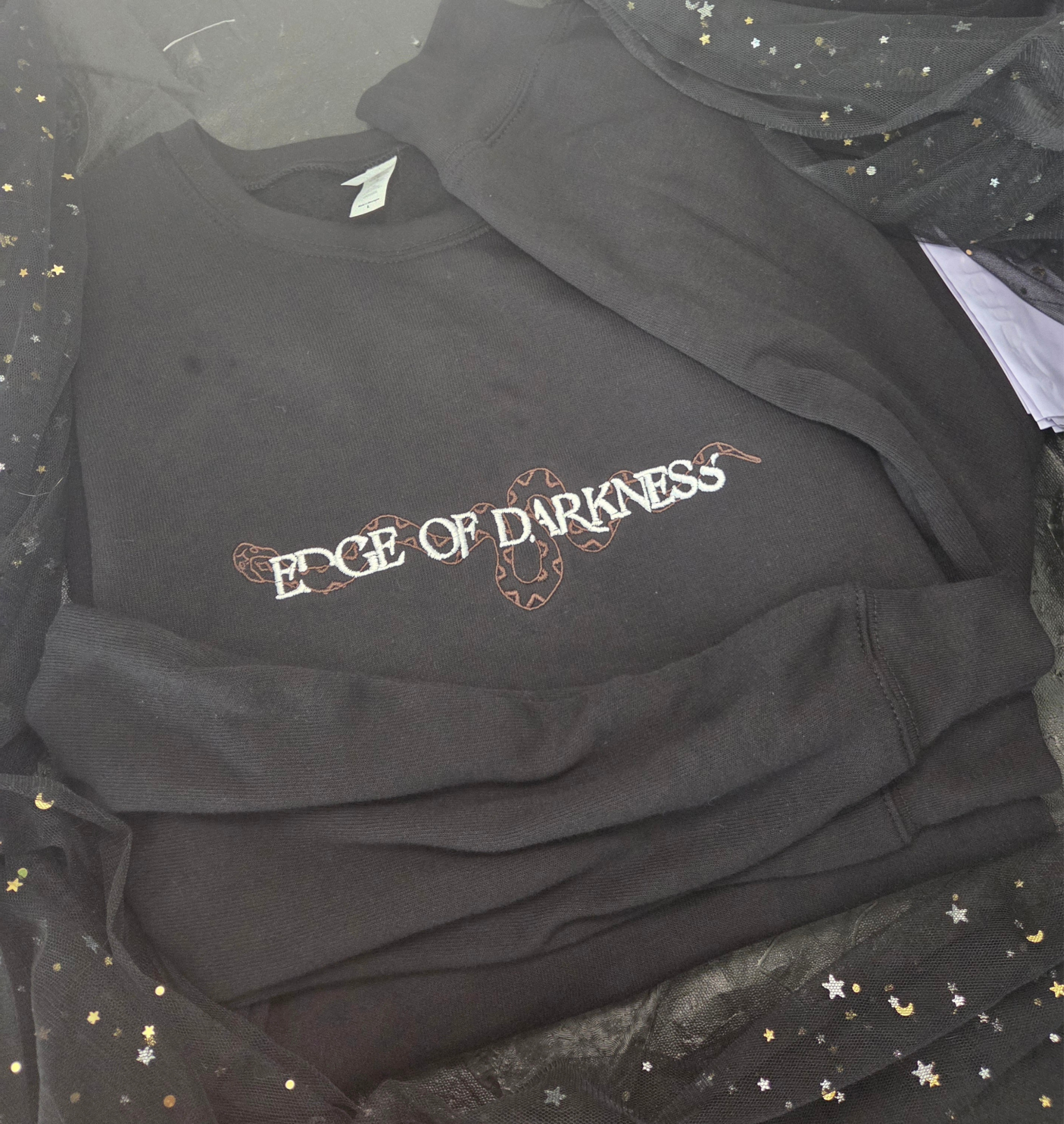 Edge Of Darkness Embroidered Sweatshirt Fairytaleavenue