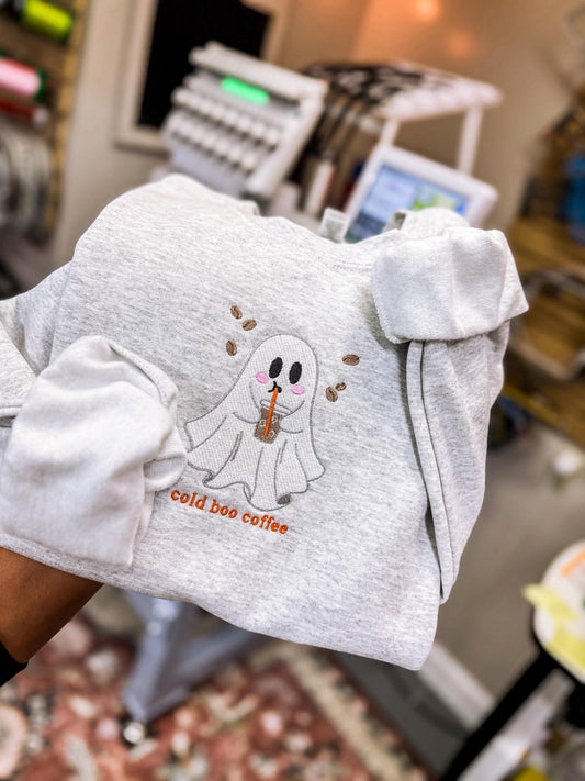 Cold Boo Coffee Embroidered Sweatshirt Fairytaleavenue