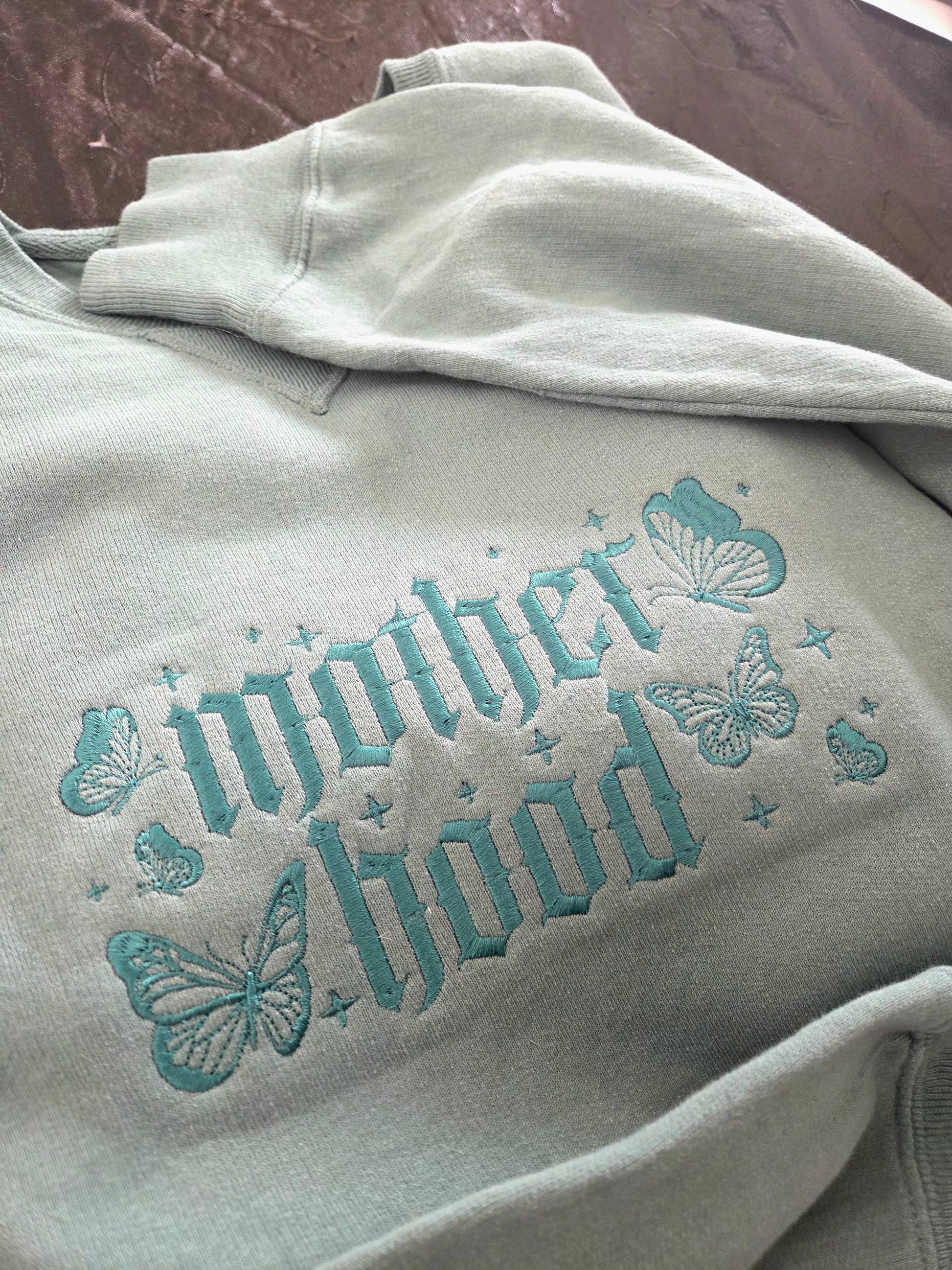 Mother Hood Crewneck Sweatshirt Embroidered Fairytaleavenue