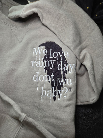 We Love Rainy Days Raven Embroidered Sweatshirt Fairytaleavenue