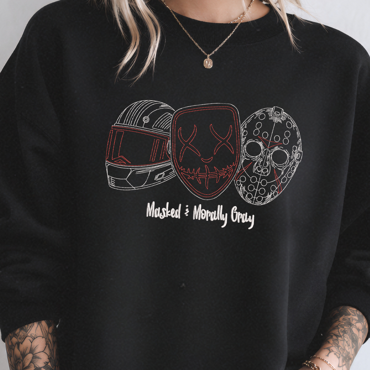 Masked & Morally Gray Embroidered Sweatshirt or Hoodie Fairytaleavenue