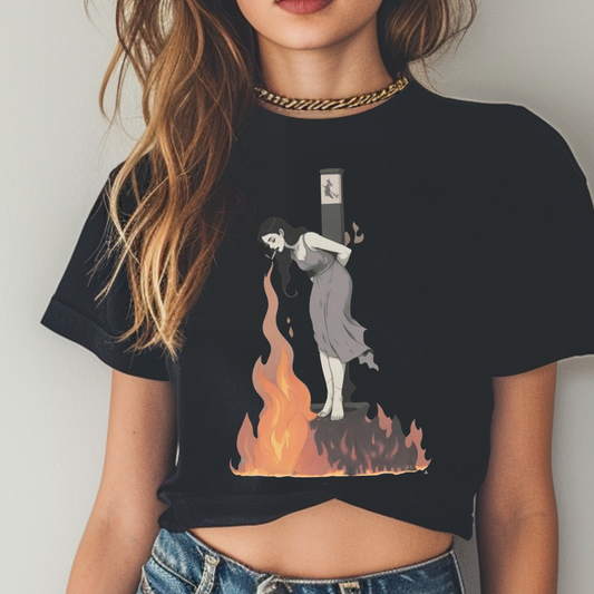 Burning Witch graphic Halloween Tee Fairytaleavenue