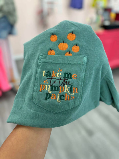 Pumpkin Patch Embroidered Pocket Tee Fairytaleavenue