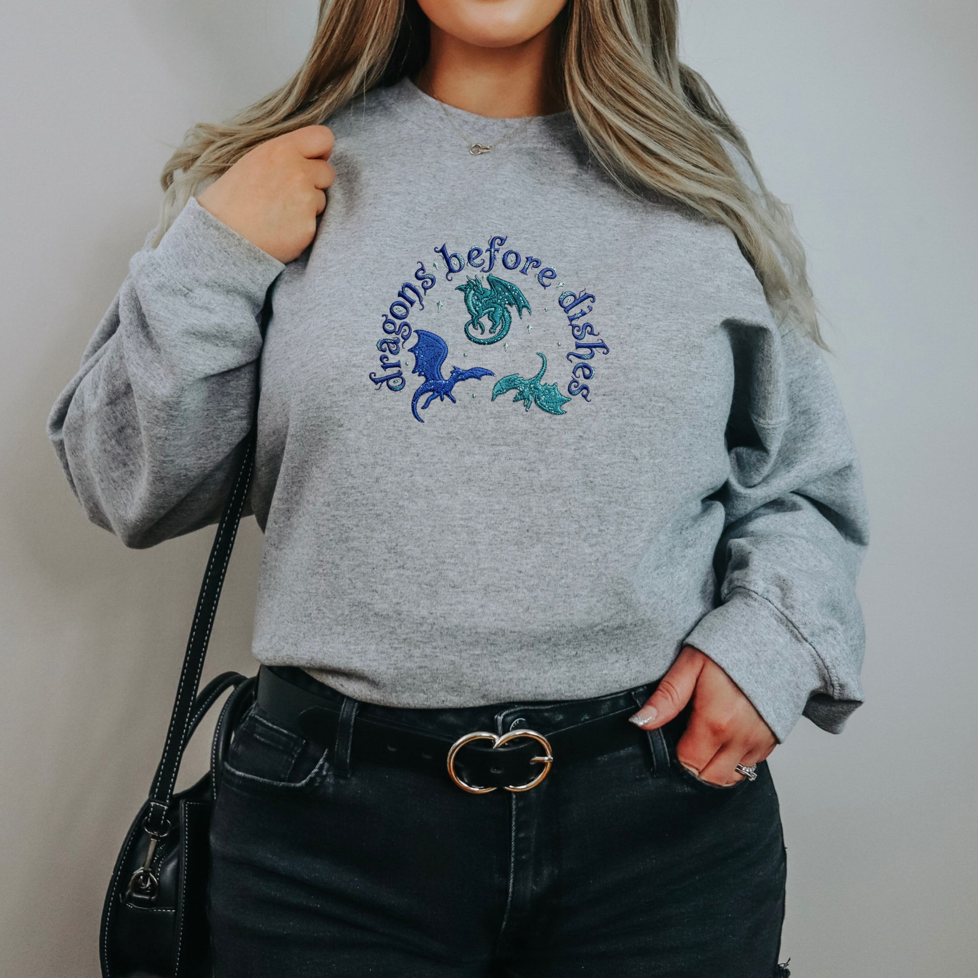 Dragons Before Dishes Embroidered Sweatshirt or Hoodie Fairytaleavenue