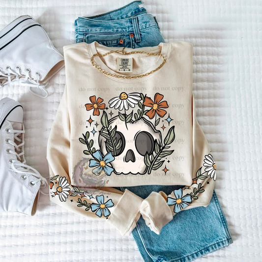Floral Skull With Sleeves Sweatshirt