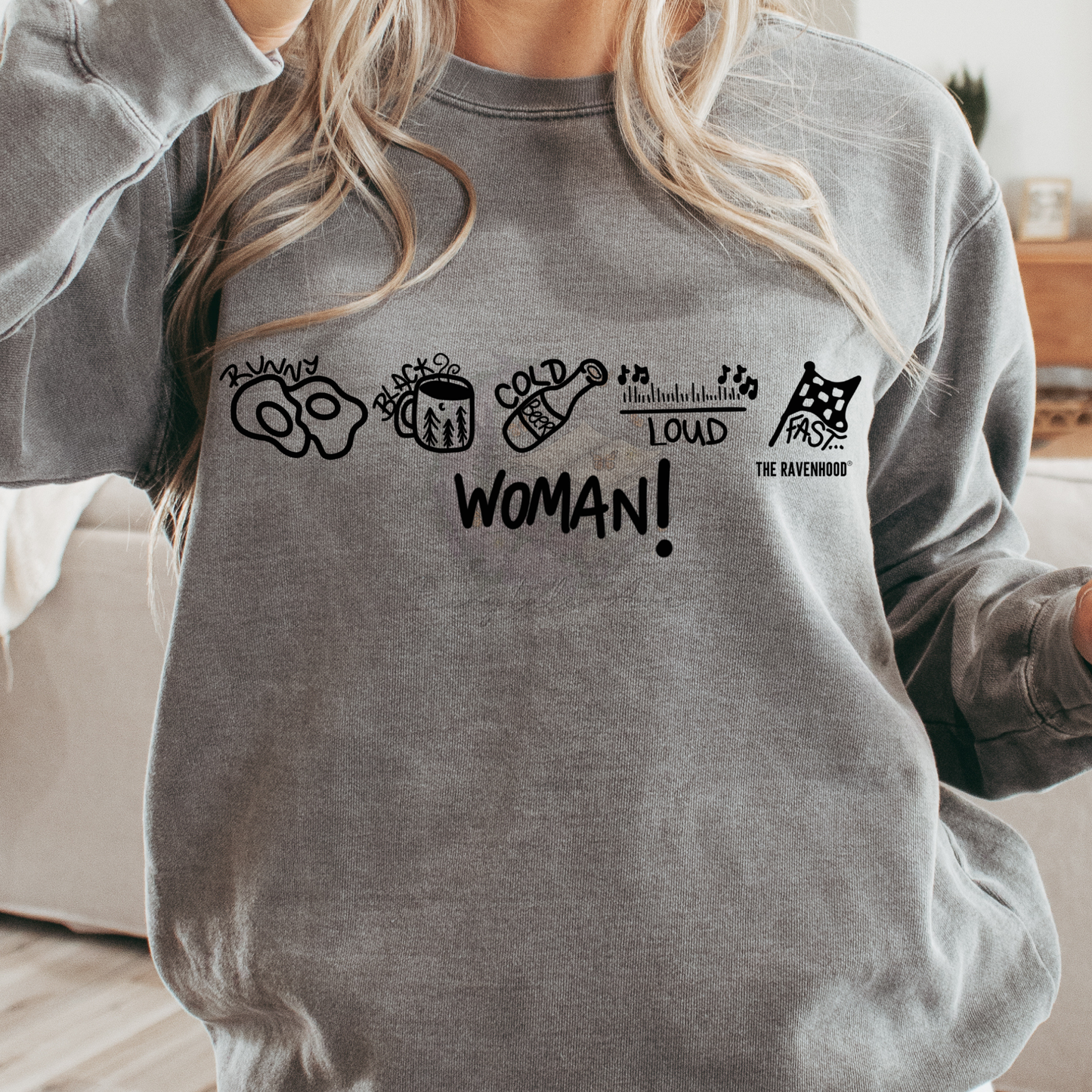 Runny Eggs Coffee Black Embroidered Sweatshirt Fairytaleavenue