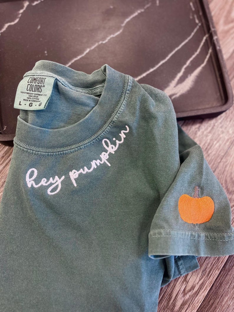 Hello Pumpkin Neckline Embroidered Tee Fairytaleavenue