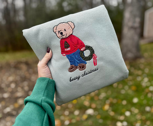Beary Christmas Embroidered Sweatshirt Fairytaleavenue