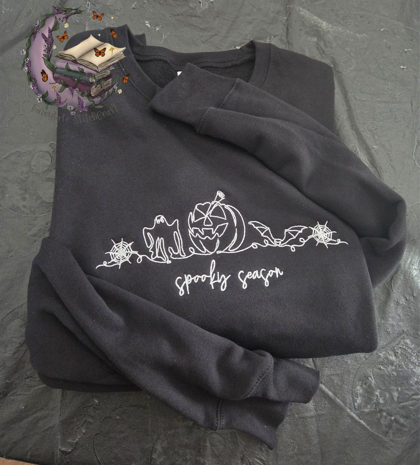 Spooky Season Line Art Embroidered Sweatshirt Fairytaleavenue