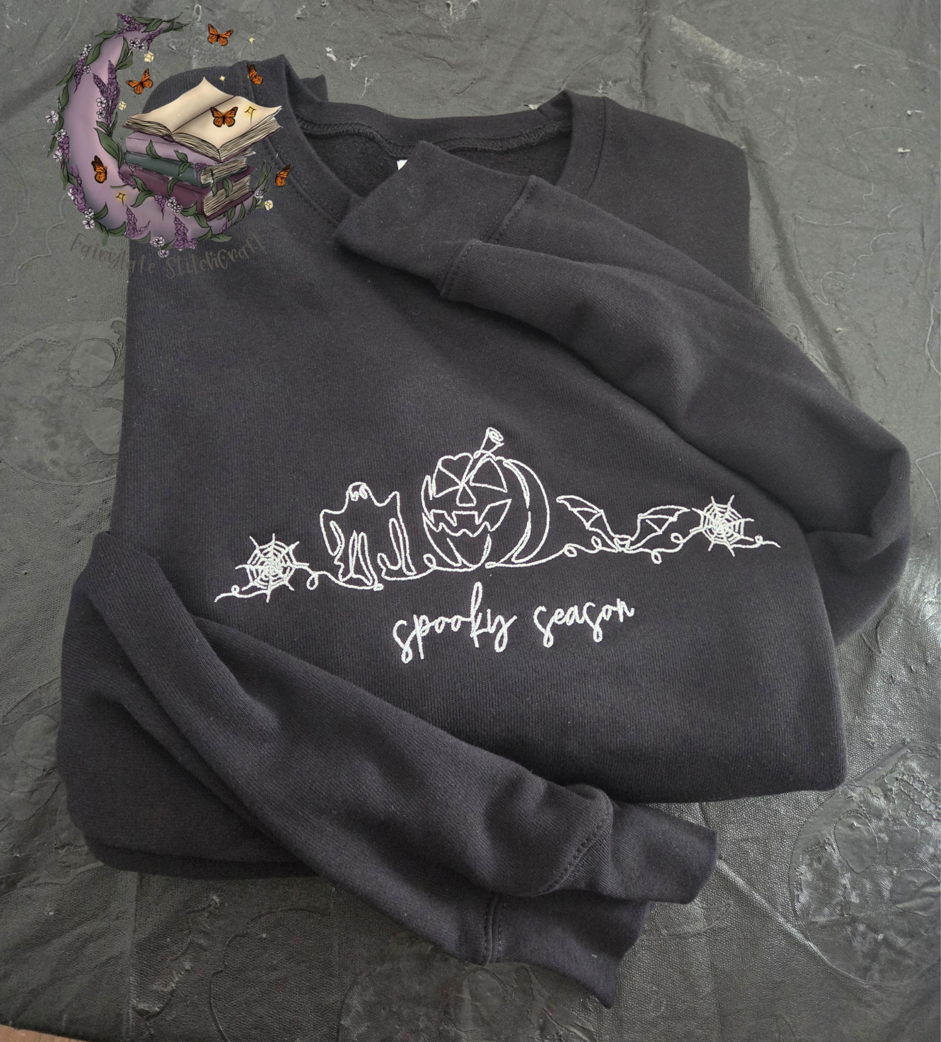 Spooky Season Line Art Embroidered Sweatshirt Fairytaleavenue