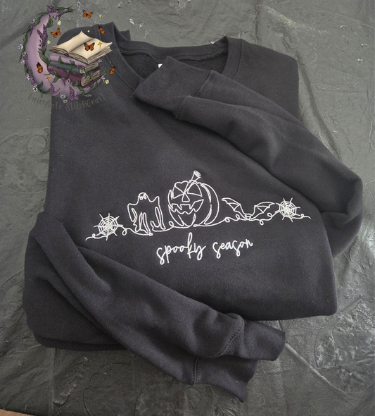 Spooky Season Line Art Embroidered Sweatshirt Fairytaleavenue
