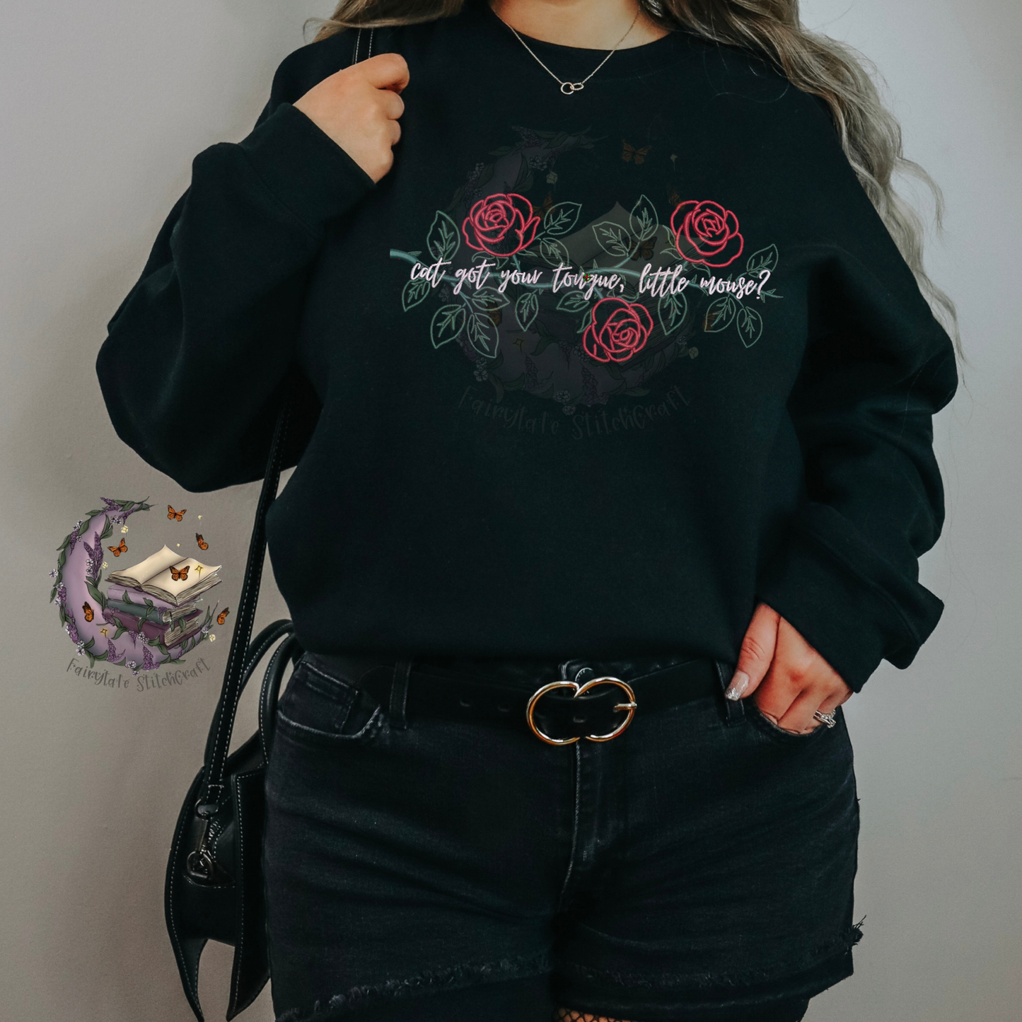 Licensed Cat Got Your Tongue Embroidered Sweatshirt Fairytaleavenue