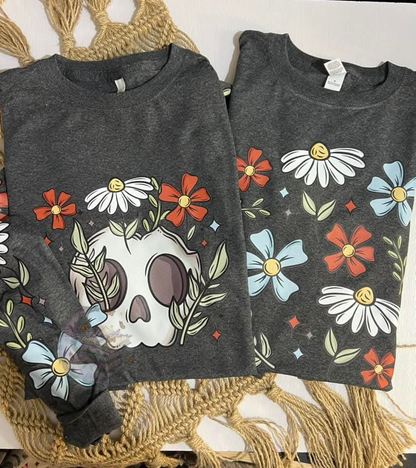 Floral Skull With Sleeves Sweatshirt