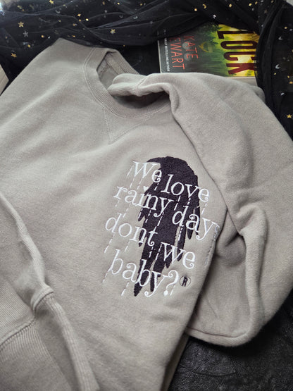 We Love Rainy Days Raven Embroidered Sweatshirt Fairytaleavenue