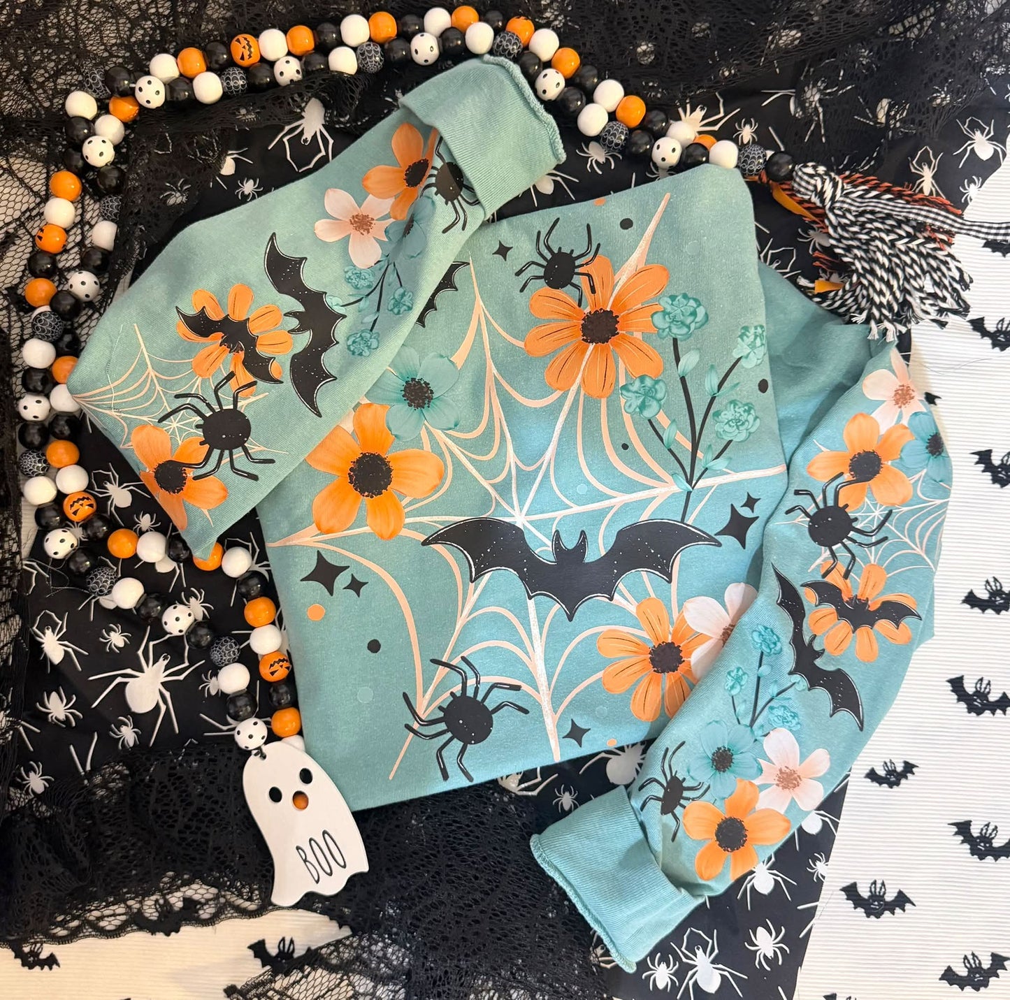 Spooky Garden with Sleeves Graphic Sweatshirt Halloween Fairytaleavenue