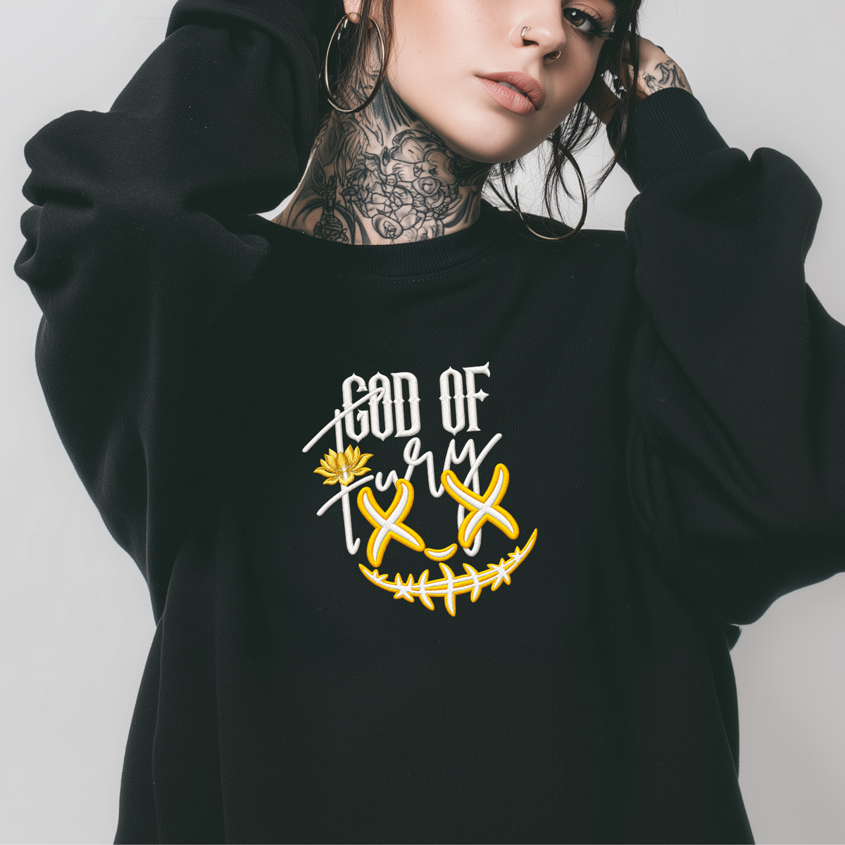 God Of Fury Licensed Embroidered Sweatshirt Fairytaleavenue